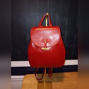 Longchamp Red Leather Backpack
